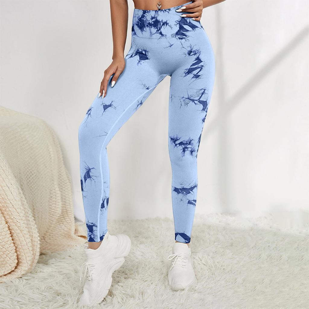 High Waist Tie Dye Yoga Leggings for Women Butt Lifting Workout Seamless Compression Athletic Pants for Gym Fitness Running