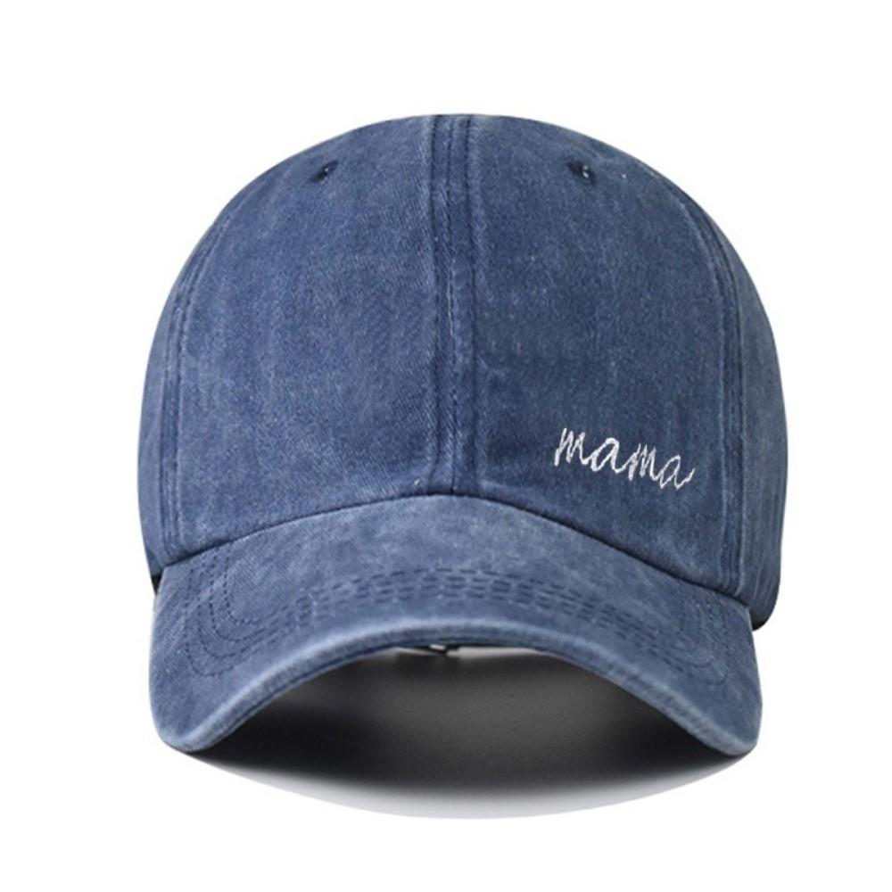 Fashion Mama Embroidery Baseball Caps Casual Washed Cotton Duck Tongue Hat Sun Cap Women