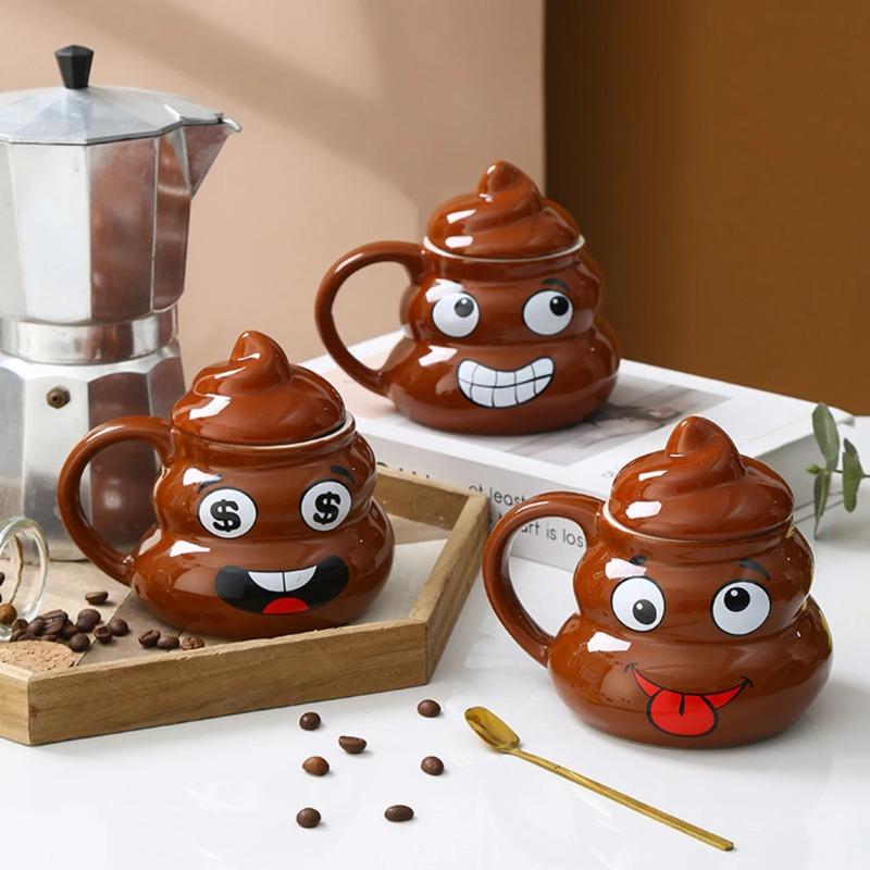 Ceramic Cup 480ml Creative Coffee Cup with Spoon Suitable for Home Office Mischievous Prank Drink Cup Christmas Gift