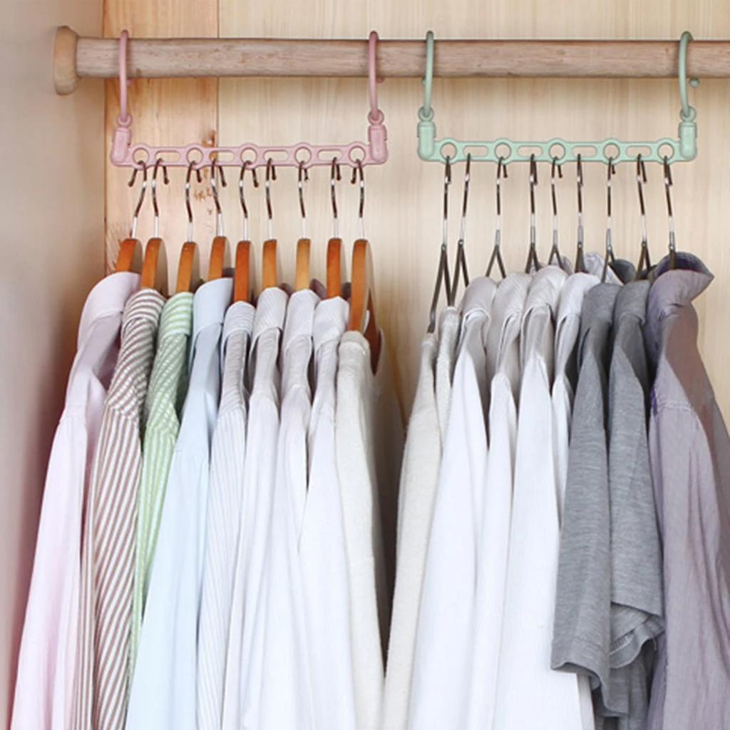 1pc Foldable Rotating Magic Plastic Hanger Saves Space Wardrobe Hanger Windproof Hanger Multi Hole Durable (Color Random)