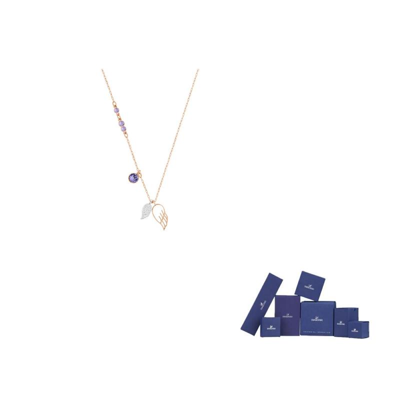 Swarovski Duo Symbolische Serie Lila Engelsflügel Halskette Roségoldfarben Damen Halskette 5535523