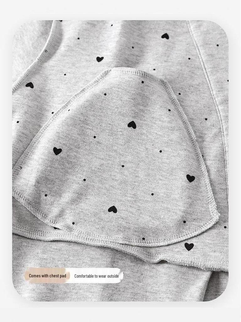 Umstandspyjama in Übergröße mit Brustpolstern für Frühling und Herbst - Stillbekleidung für schwangere und postpartale Frauen