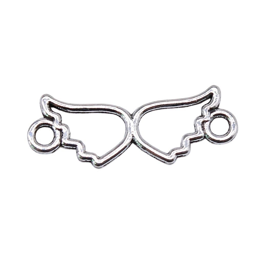 

20шт Полые двойные крылья Разъем Шармы Античное серебро Цвет Цинковый сплав 25X9mm