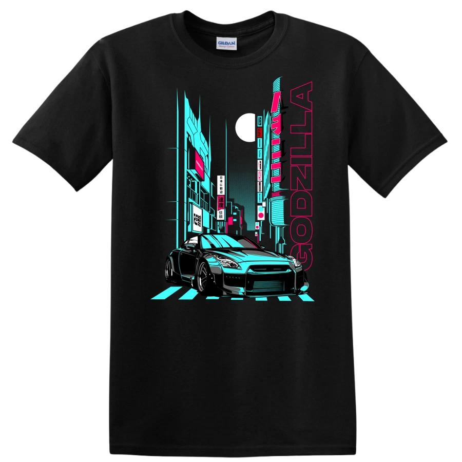 Godzilla Car T Shirt Graphic Tee Street Art Racing Auto Tokyo Neon Style XXXL