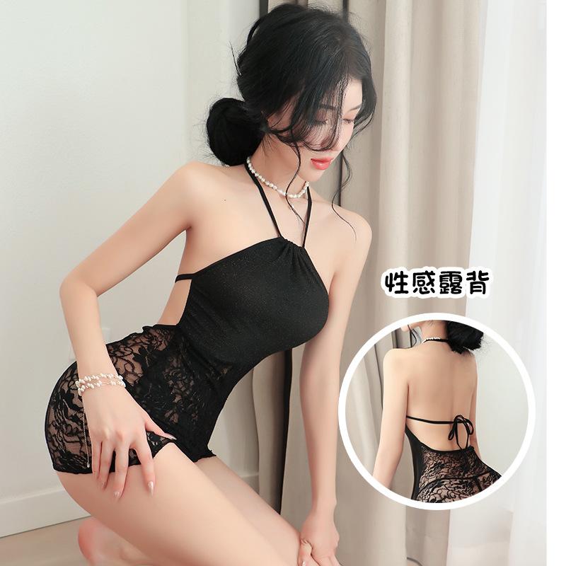 Erotic lingerie sexy halter neck skirt hot lace seduction see-through nightdress nightclub uniform