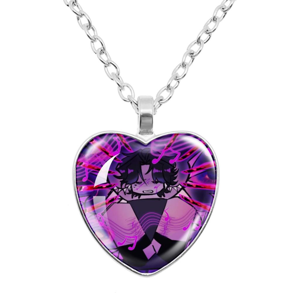 Game Forsaken Azure Anime Azure x Two Time Fanart Funny MeMe Glass Heart Shape Pendant Necklace Jewelry Charm Collect Gift