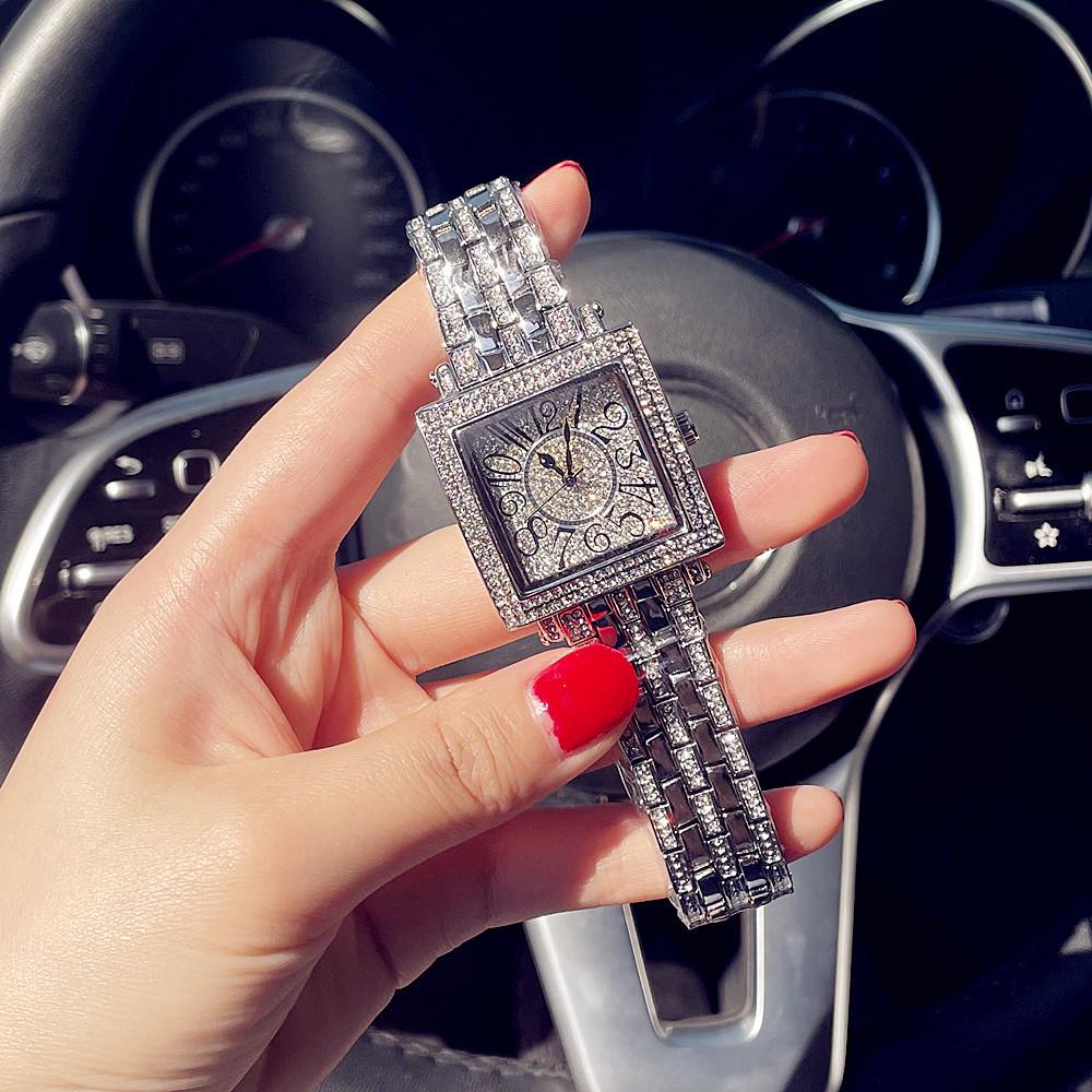 Fashion Square Watch Full Diamond Digital Scale Versatile Fashion Watch Student Quartz Watch