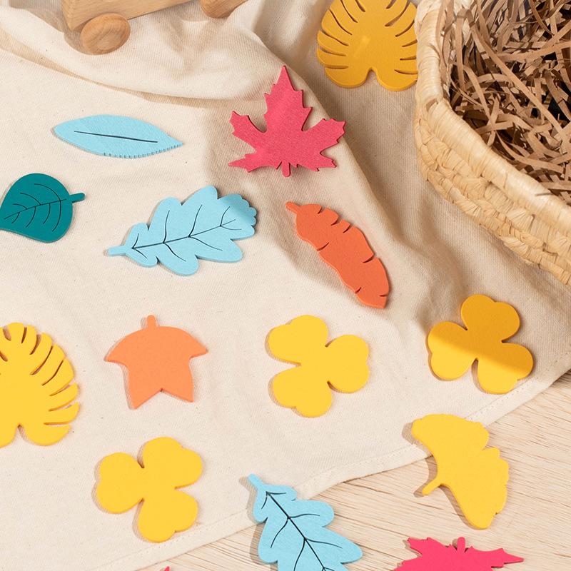 Kid Leaves Shape Cognition Learn Toy Montessori Simulation Leaf Shape Sorting Open Ended Sensory Education Teaching Material Toy