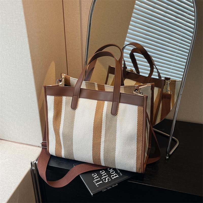 

Холщовая сумка женская большой вместимости новая контрастного цвета на плечо сумка-мессенджер сумка для класса сумка-тоут для поездок на работу