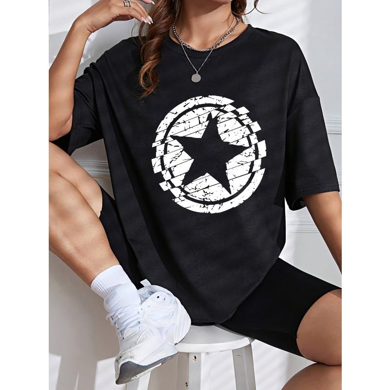 Weißes T-Shirt mit Sternenprint für Freizeitkleidung