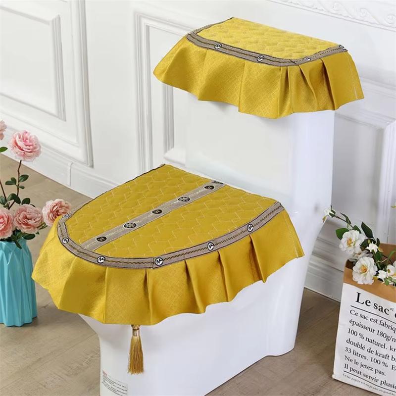 3 Pcs/set Soft Toilet Cover Home Decoration Toilet Seat Cover Water Tank Dust Cover European Style Lace Hem Toilet Cover