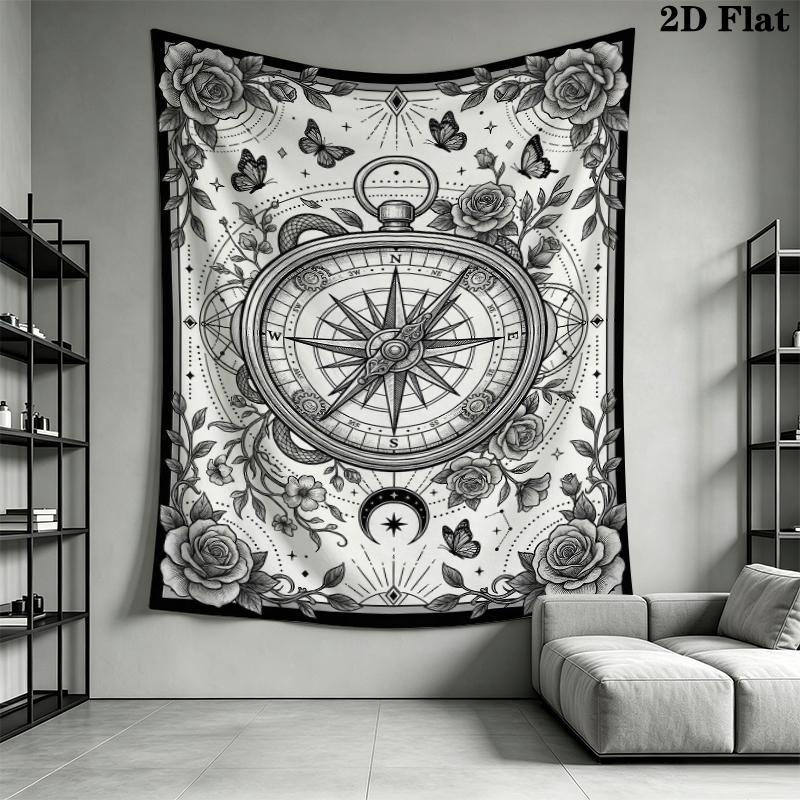 Compass Wall Tapestry Aesthetic Wall Hanging Printed Fabric Blanket Decorative Tapestries for Bedroom Living Room Home Decor