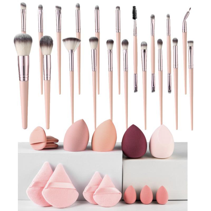 Pink 64-Piece Makeup Brush & Beauty Sponge Set – Complete Eyeshadow & Powder Tools
