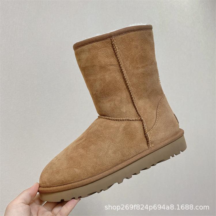 Henan Sangpo snow boots women's 2025 winter new fur integrated medium tube piled thickened warm snow cotton shoes