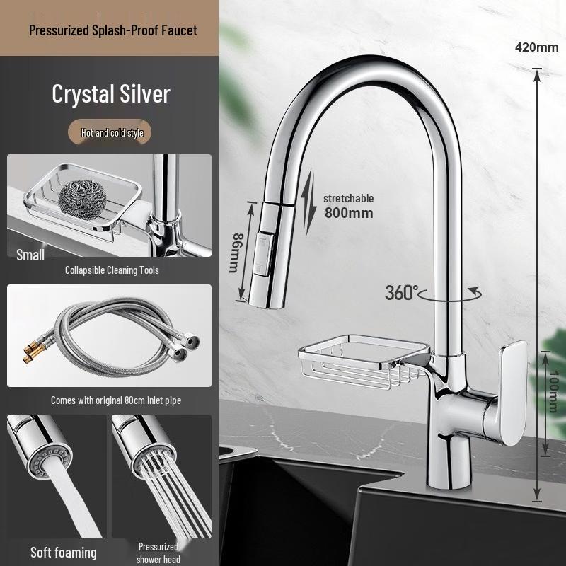 OEING Copper Kitchen Pull-Out Faucet with Integrated Storage
