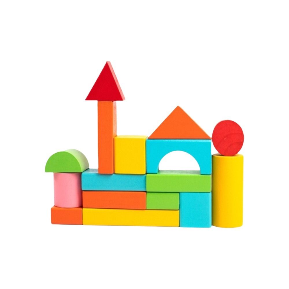 40PCS/SET Learning Sensory Wooden Building Blocks Colorful Early Educational Toys  For Children
