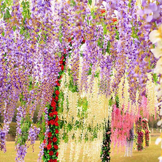 Artificial Wisteria Flowers Vine Silk Flower Wedding Garden Party Hanging Decor Live City Fashion Home Decor