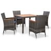 Day and Night - Day and Night Garden Dining Set 5 Pieces with Gray Synthetic Rattan Cushions