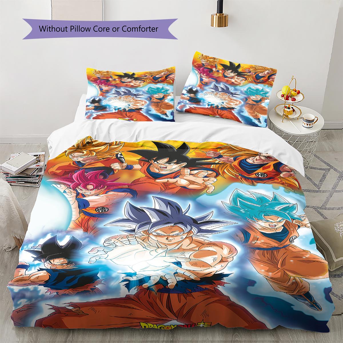 

Son Goku Pattern Bedding,Quilt Set Quilt Cover Pillowcase Home Birthday Gift (1 * duvet cover + 2 * pillowcase, without core) 135x200cm