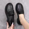 Loafers Women's Shoes Black Small Leather Shoes 2025 New Versatile British Style Soft Sole One Pedal Work Single Shoes