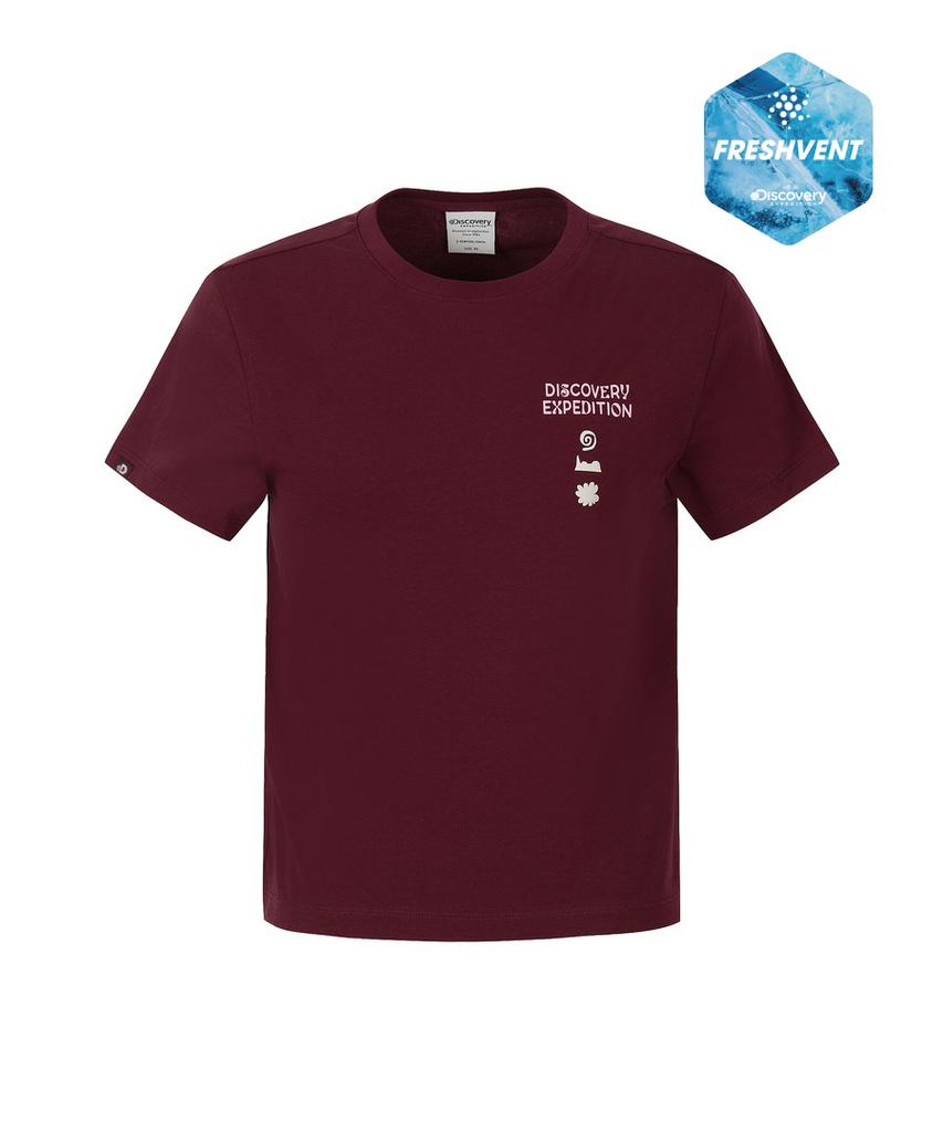 DISCOVERY EXPEDITION Women'S Freshvent Nature Crop Short Sleeve T-Shirt (D/Wine)