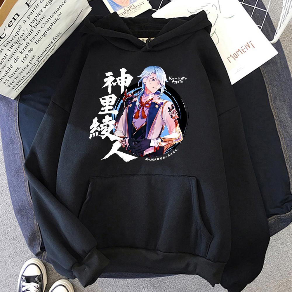 Genshin Impact Hoodie Kamisato Ayato Sweatshirts Women Clothes Unisex Couple Tops Graphic Print Pullovers Girls Plus Size Hoody