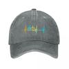 Rainbow Bicycle Heartbeat Line Cycling Graphic Design Washed Baseball Cap Outdoor For Womens Unisex FeUnisex