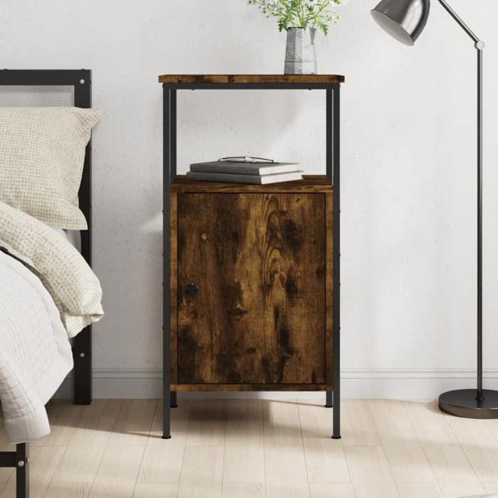 VidaXL Bedside Table Smoked Oak 41x31x80 Cm Engineered Wood 825927
