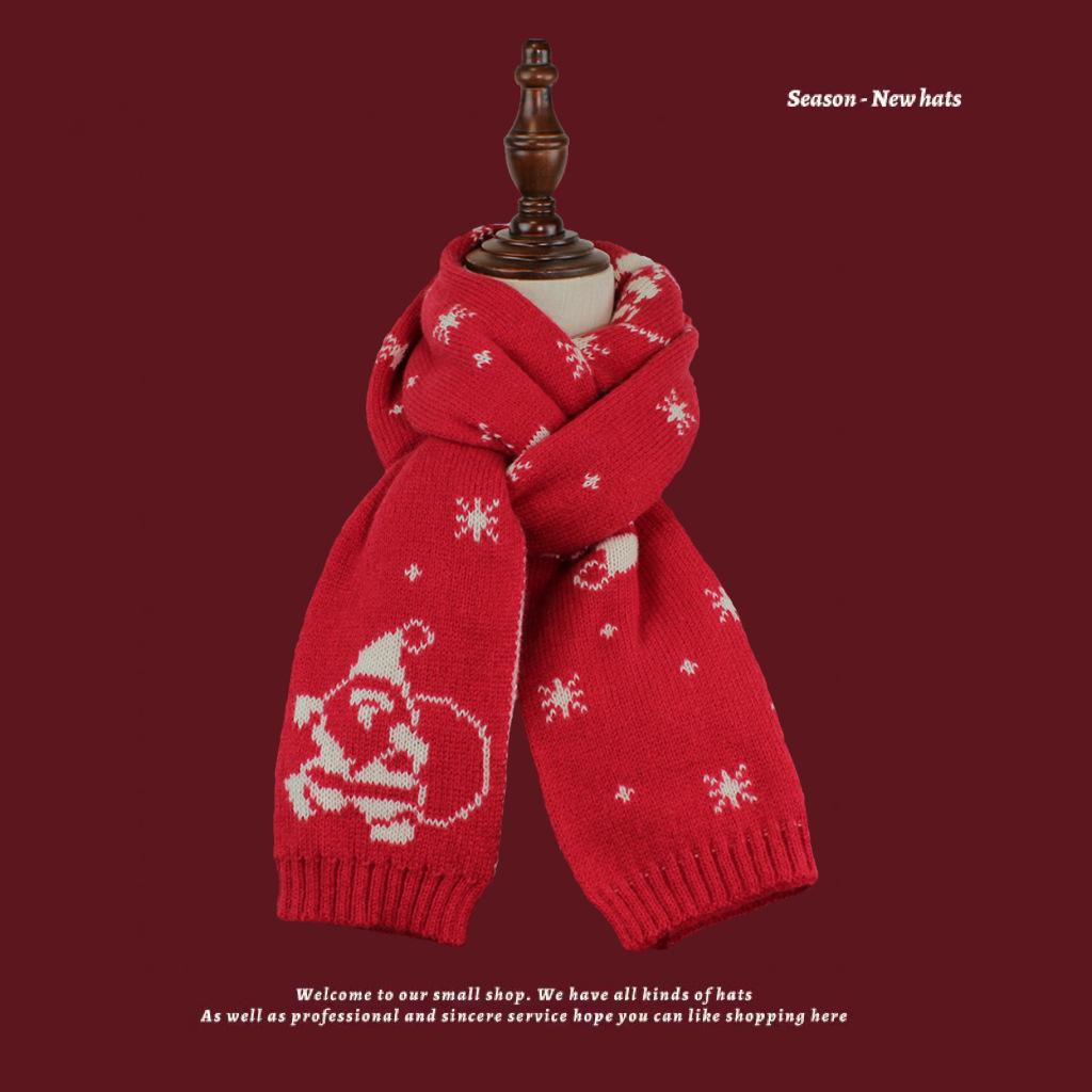 Roter Strickschal im koreanischen Stil: Winter Warm Unisex mit kleinem Hasen-Design für Damen und Kinder