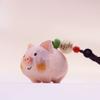 Flower Wooden Pig Keychain Beads Car Keyring Cartoon Carved Pig Dolls Pendant  Students