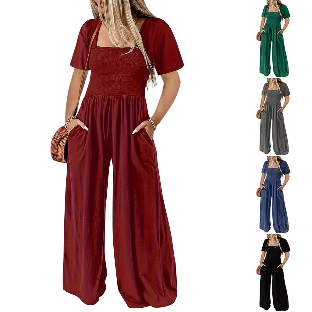 Damen Locker Lässig Bequem Große Größe Jumpsuit Sommer Mode Kurzärmliger Jumpsuit