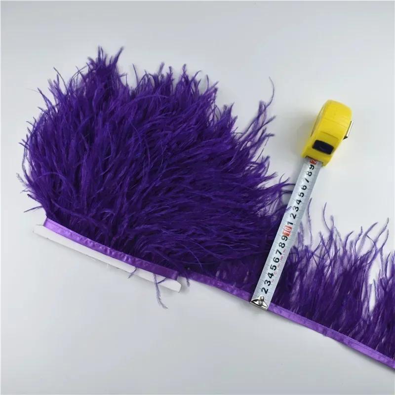 Pluma1Metro Plumas de Avestruz de Colores sobre Cinta Fleco Borla Adorno Cinta 10-15cm 4-6" Adornos de Plumas Blancas Decoración para Decoración de Ropa