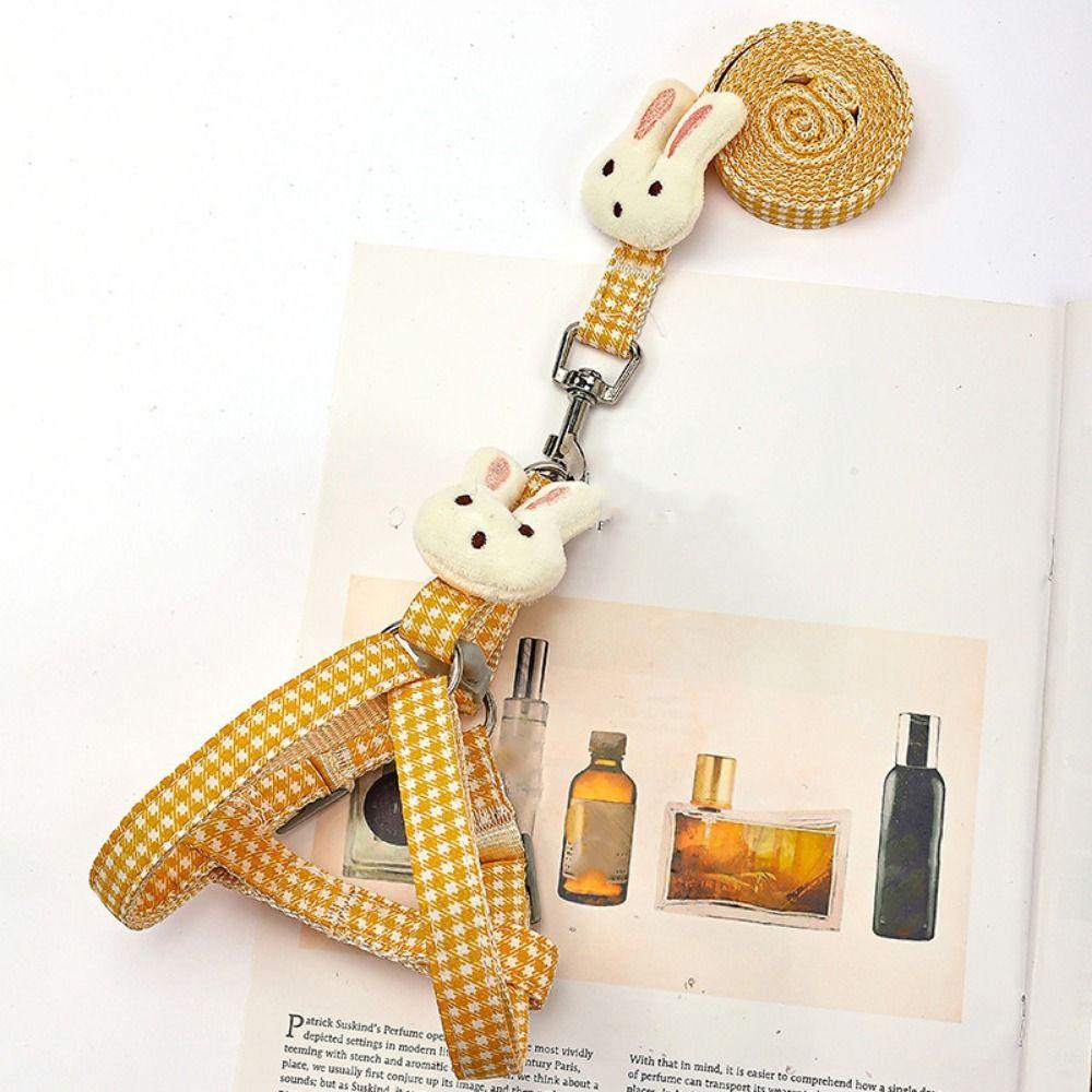 Adjustable Rabbit Doll Dog Harness Rabbit Doll Dog Chest Strap Dog Plaid Chest Vest  Puppy