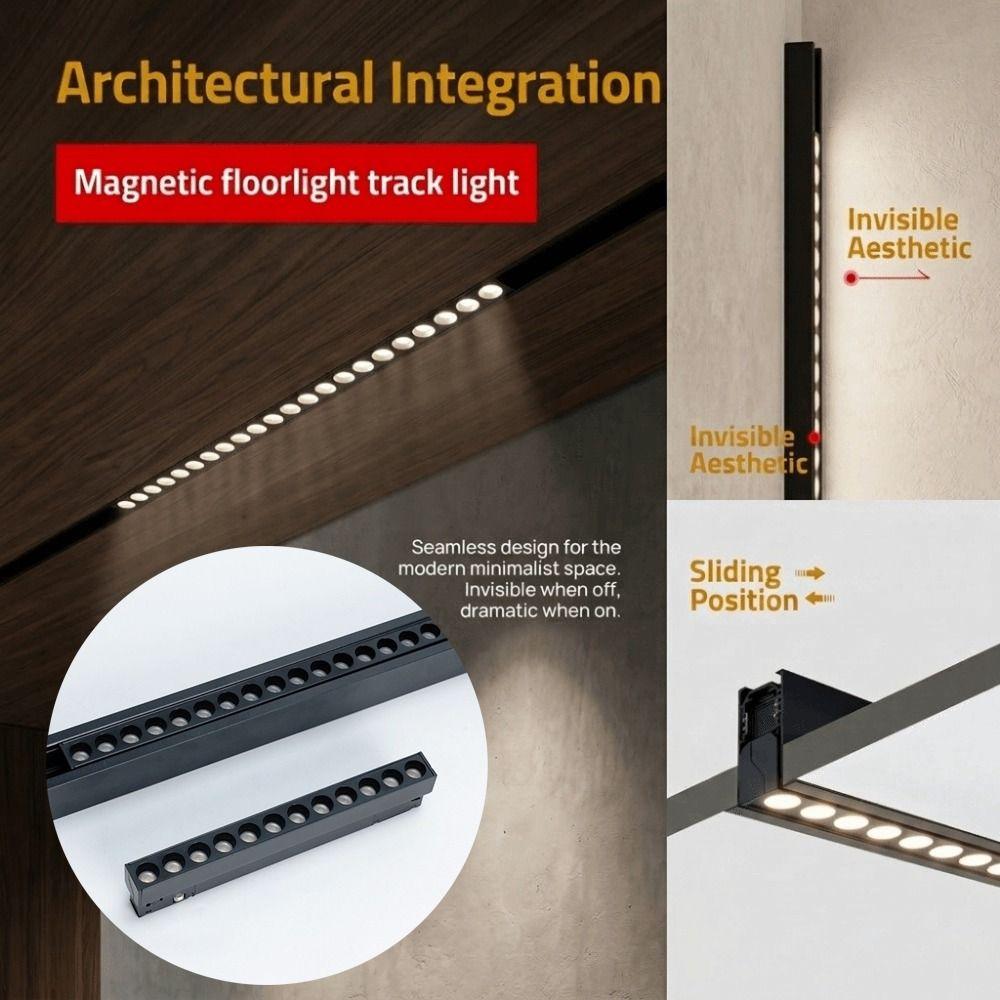 48V Intelligent Magnetic Grille Light Track Light Recessed Rectangle Linear Long track lighting Dimmable Guide Lamp