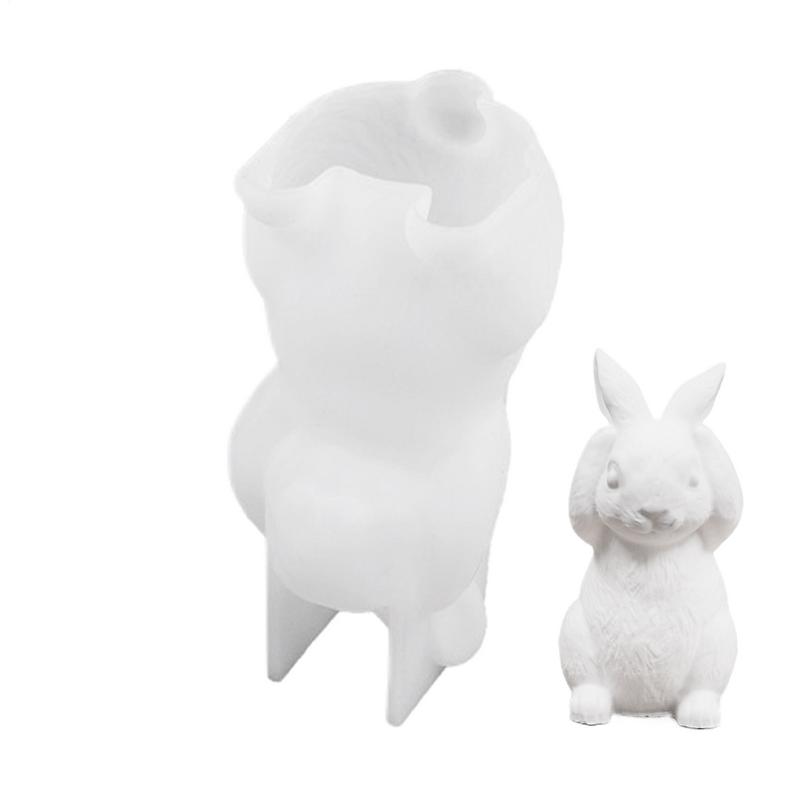 Easter Silicone Rabbit Mold Bunny Statue Mold for Crafts Plaster Casting Soft Silicone Mold Easy Release for Beginners Crafting
