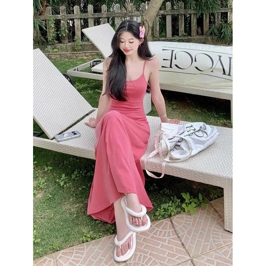 Small 145 pure desire sexy babes pink suspender dress 150 seaside vacation beach hip dress