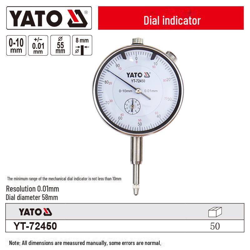 

Набор рычажных индикаторов YATO с калибровочным щупом 0-10 мм, точностью 0,01 мм и магнитной базой. 0-10mm YT-72450