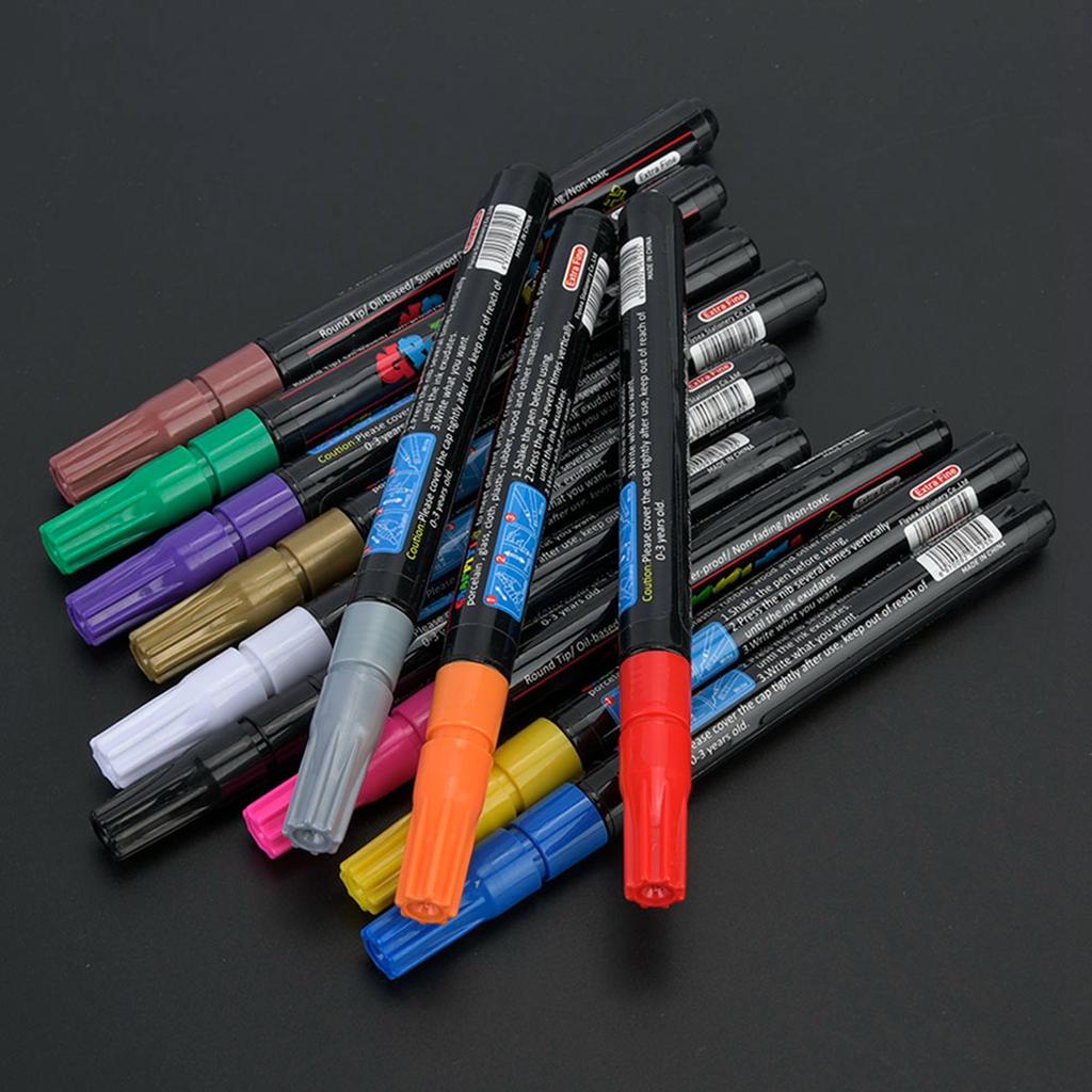 12 Color Acrylic Marker  DIY Album Graffiti Black Card Marker Water Based Paint Pen