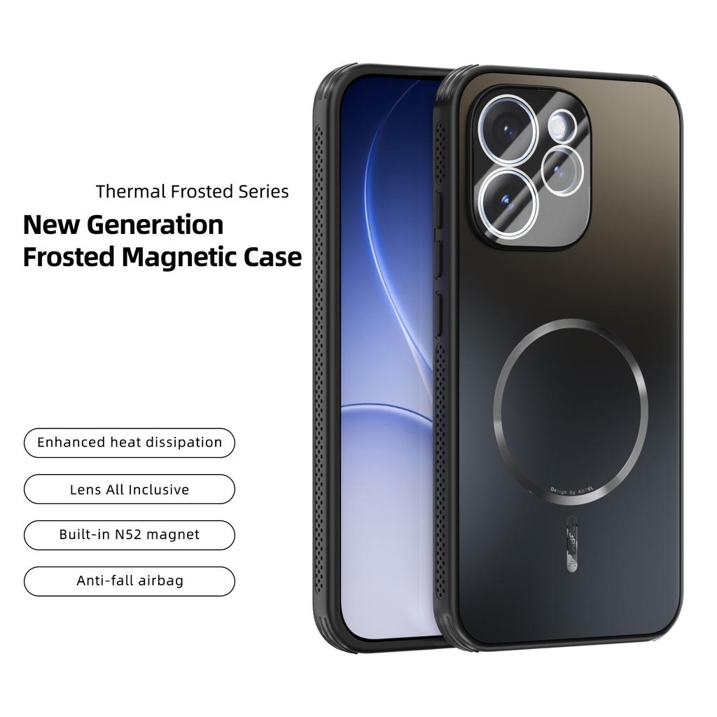 ABEEL Для Oppo Reno15 Pro 5G (Глобальний)/Reno15 5G (Китай) Магнітний чохол TPU PC Охолоджуючий Матовий Задній чохол для телефону з плівкою для камери