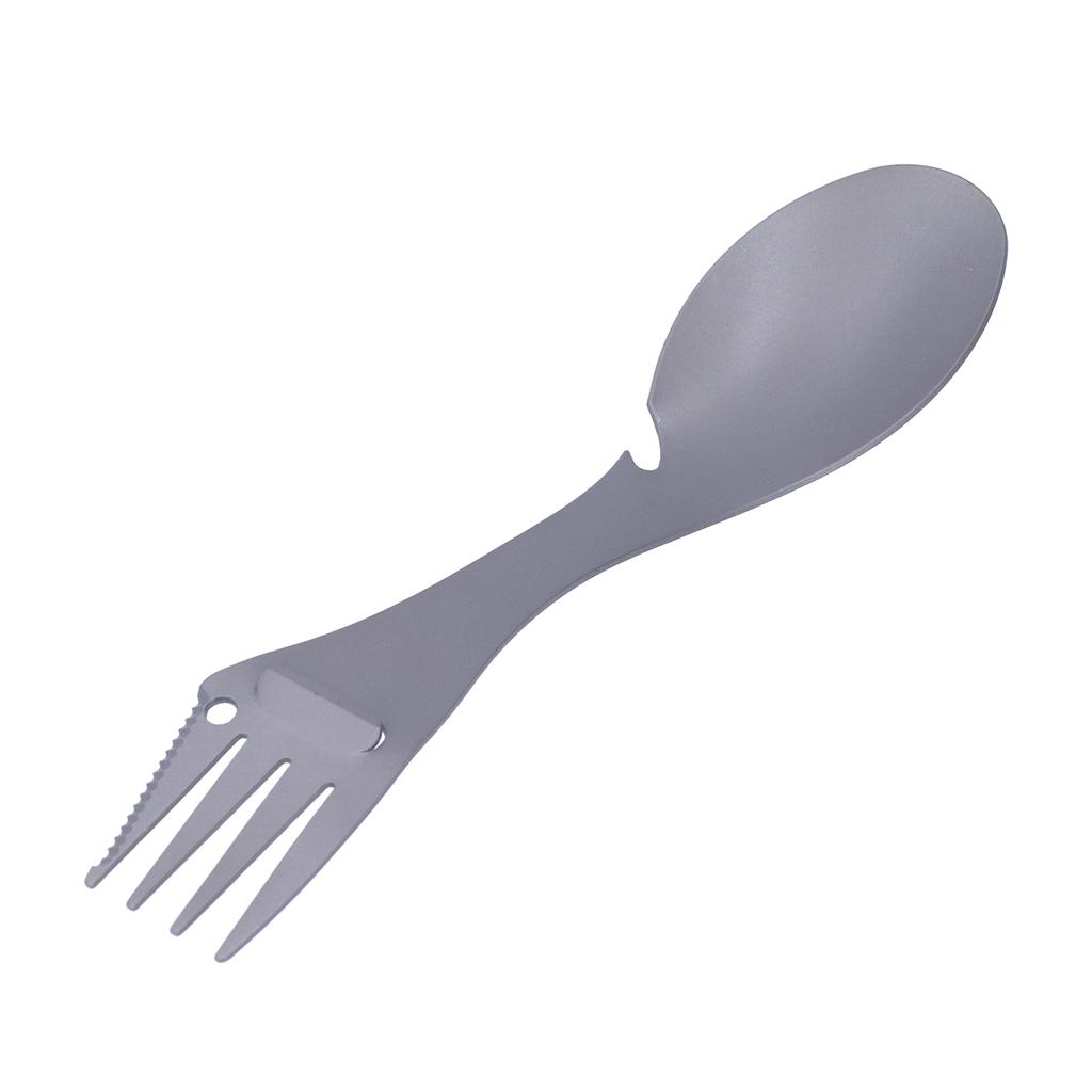 5 in 1 Camping Spoon Fork Bottle Opener Sawtooth Cutter Portable Stainless Steel Spork
