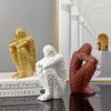 Resin Abstract Figure Statue Mosaic Character Model Sculpture Geometry Uneven Tuck Thinker Golden Man Resin Crafts Ornaments