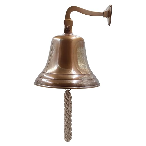 Campana grande de latón de 7 ", campana de trineo, campana de barcos náuticos colgantes montada en la pared para la cena, casa de campo de Navidad, iglesia marítima, casa pirata