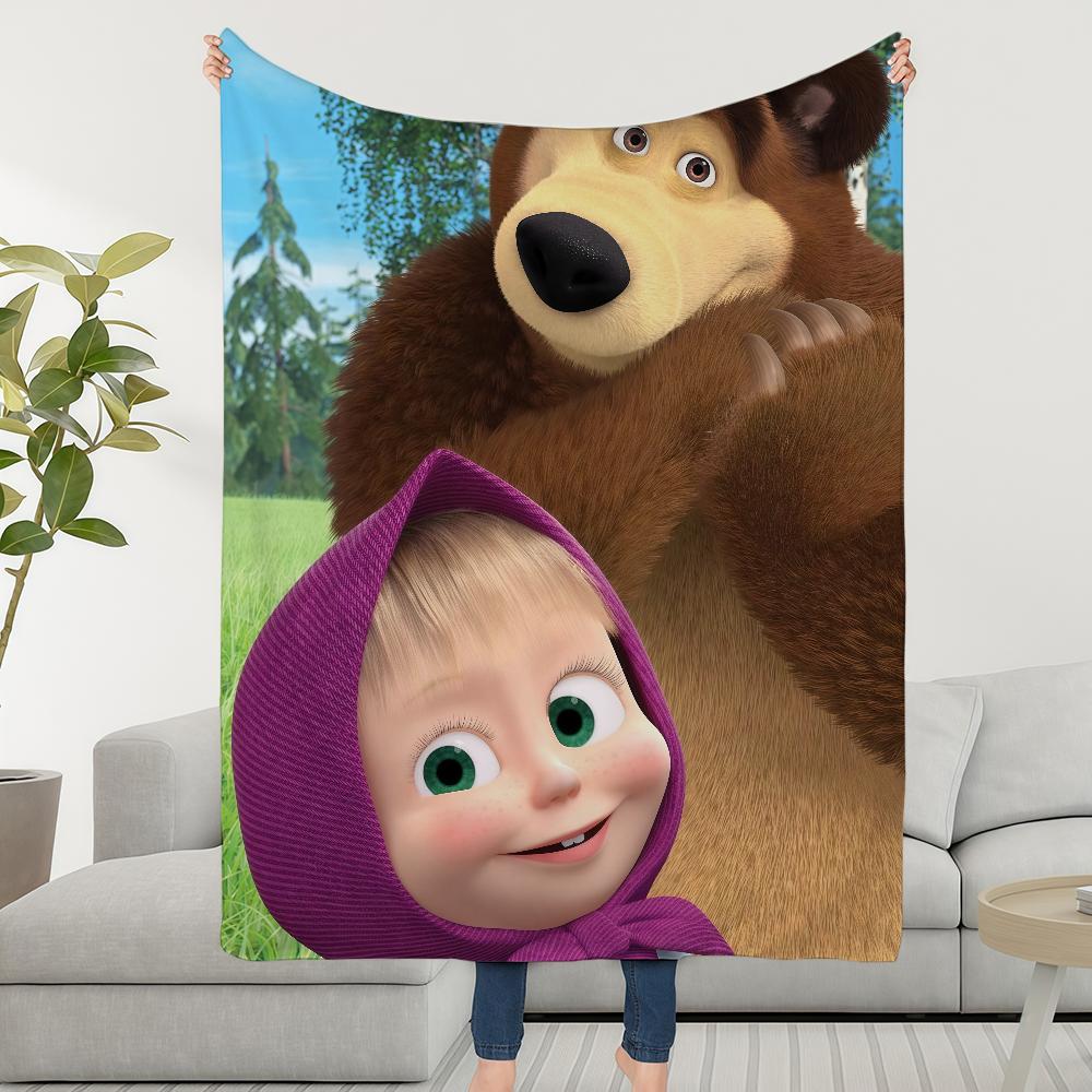 Deka Roztomilý B-BearS-ES Přehoz Super Útulný Plyšový Obývací Pokoj Pohovka Kreslený M-MashaS-ES Gauč Dětské Narozeninové Dárky