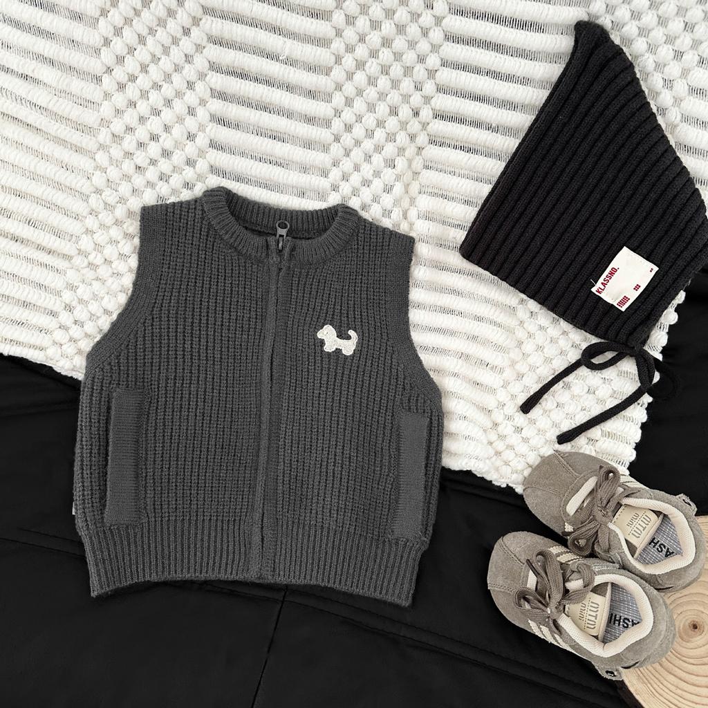 Trendy Cool Baby Foreign Style Outer Wear Vest Foreign Style Fashionable Infant Knitted Vest Cardigan Split Three-Piece Set