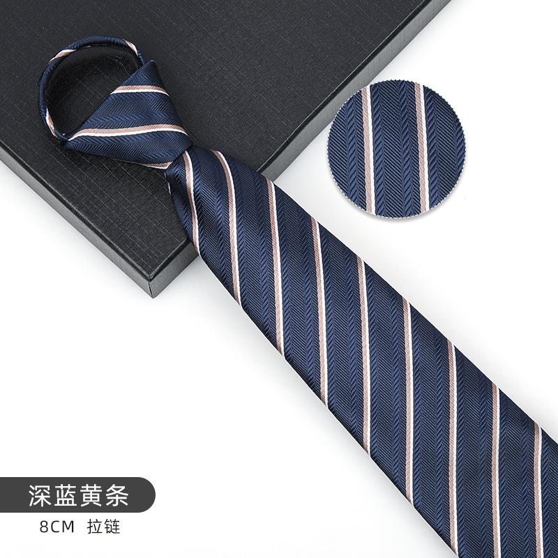 Business Blue Formal Tie Zipper Groom Wedding Korean Version Narrow Lazy Without Striped Bow Tie Plaid