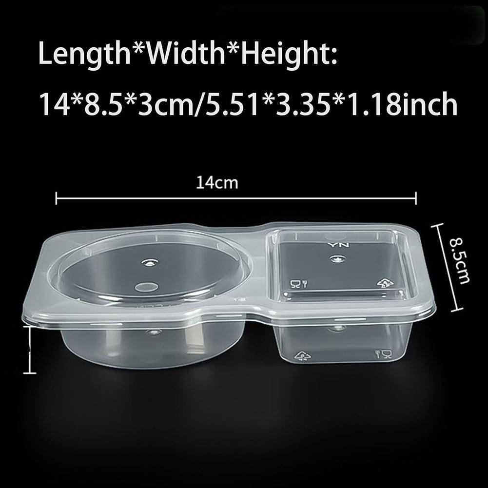 Shallow Plastic Container With Lid Large 2 Compartment Snack Containers For To-go Sauce