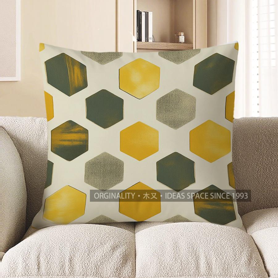 Home Decor Colorful Hexagonal Pattern Decorative Pillow Cover Pattern Cushion Cover Suitable For Sofa Bedroom Car Pillow Cover