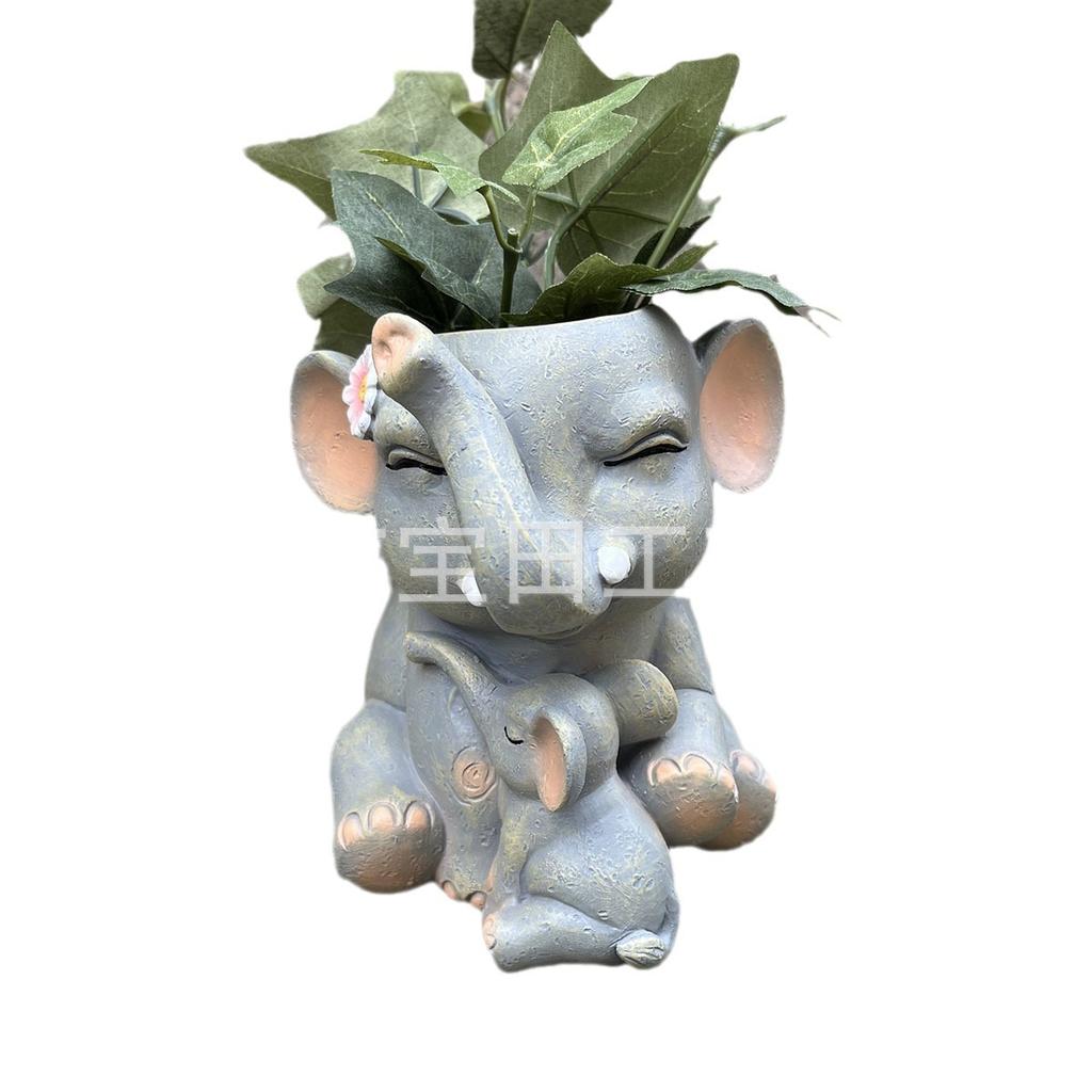 1 piece of creative cute elephant flower pot shape, resin statue ornament, balcony garden and courtyard decoration