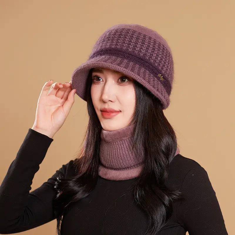 

Rabbit fur blended fisherman s hat women s wool hat autumn and winter warm knitted basin hat average size (hat only)