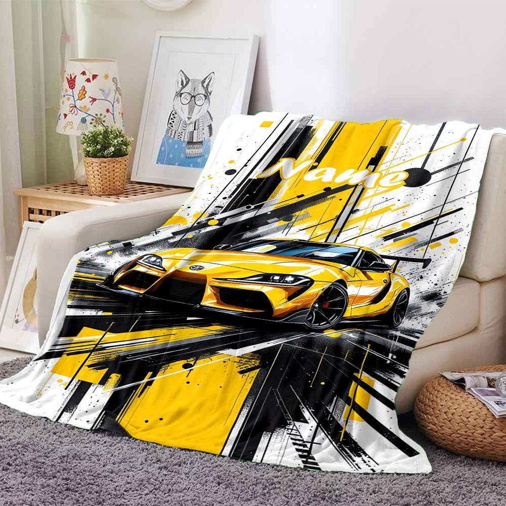 Custom Name Racing Theme Printed Blanket - Perfect for Couch, Bed, Travel & Outdoor Use | Machine Washable, Cozy & Durable.